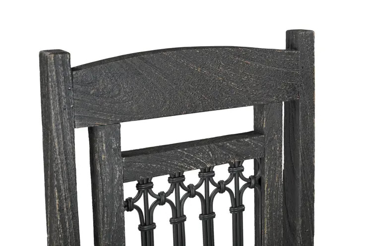 Set of Two Black Wood Slat Back Dining Side Chairs