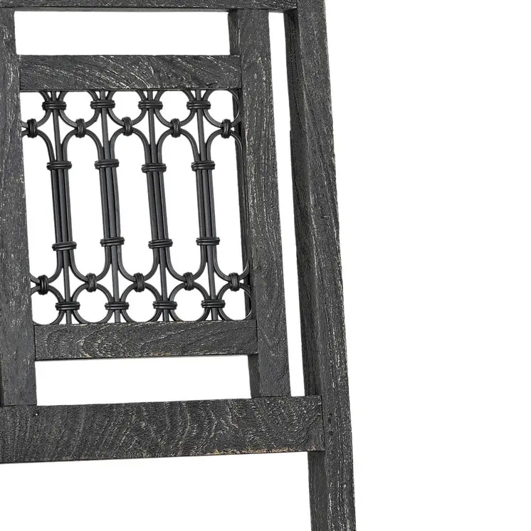 Set of Two Black Wood Slat Back Dining Side Chairs