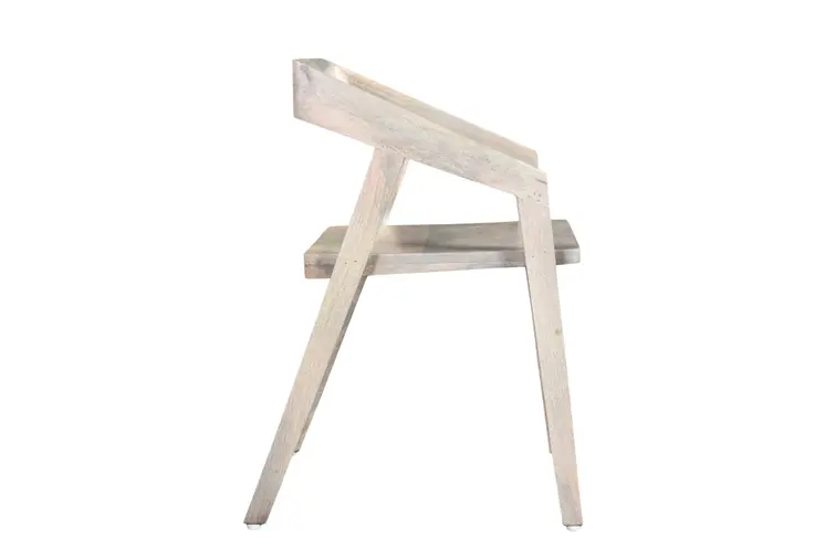 White Solid Wood Open Back Dining Arm Chair