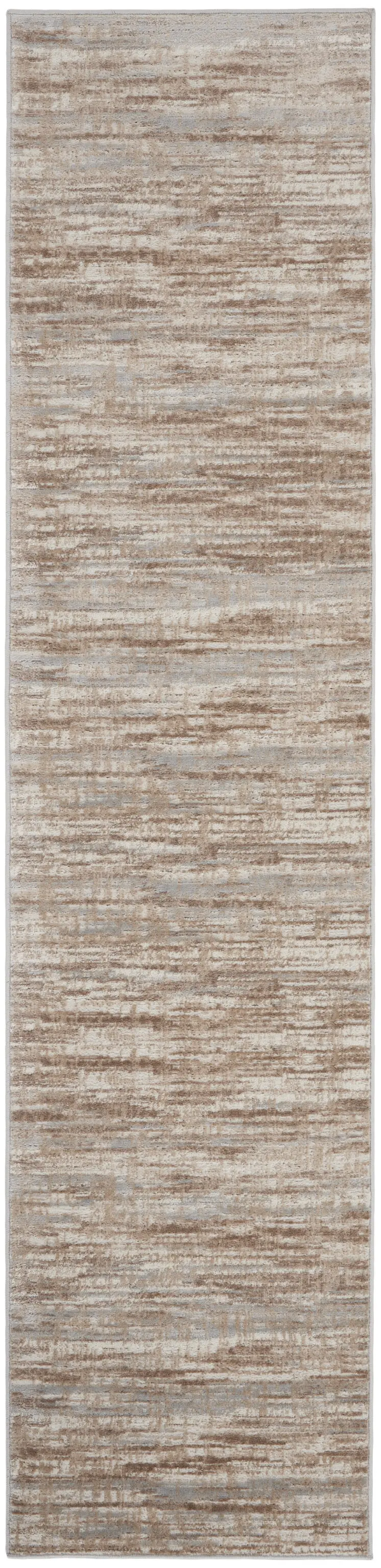 14' Brown And Ivory Abstract Runner Rug