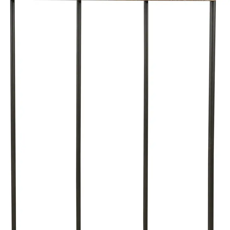 71" Black And Brown Metal And Solid Wood Four Hooks Freestanding Coat Rack
