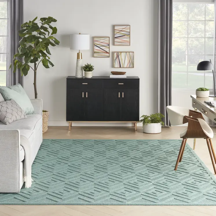 8' X 10' Aqua Indoor Outdoor Area Rug