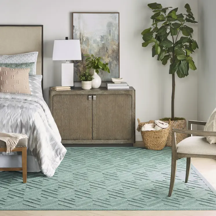 8' X 10' Aqua Indoor Outdoor Area Rug