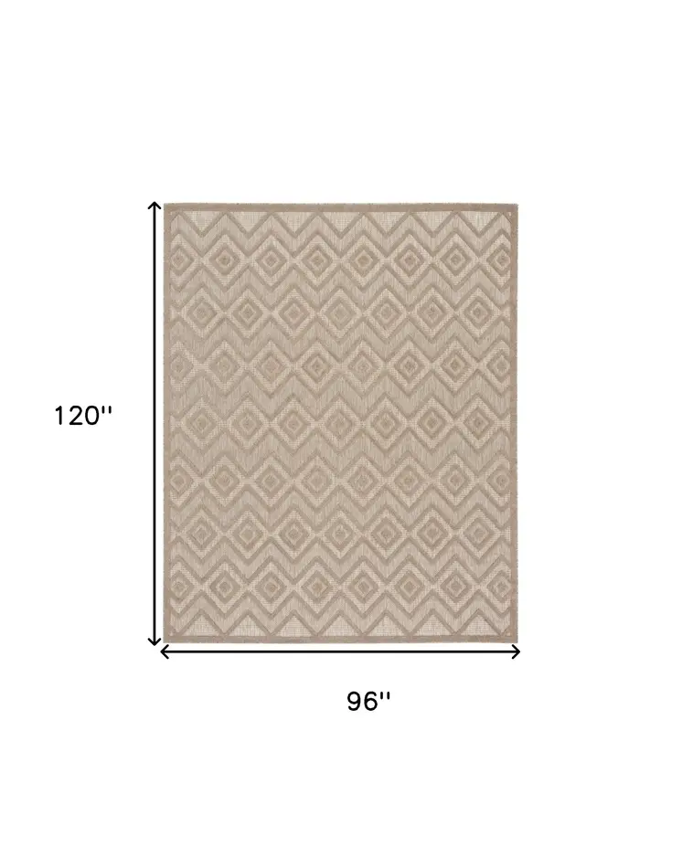8' X 10' Beige Indoor Outdoor Area Rug