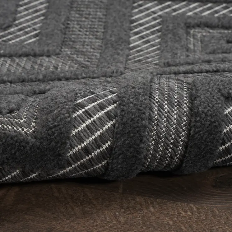 9' X 12' Charcoal And Gray Indoor Outdoor Area Rug