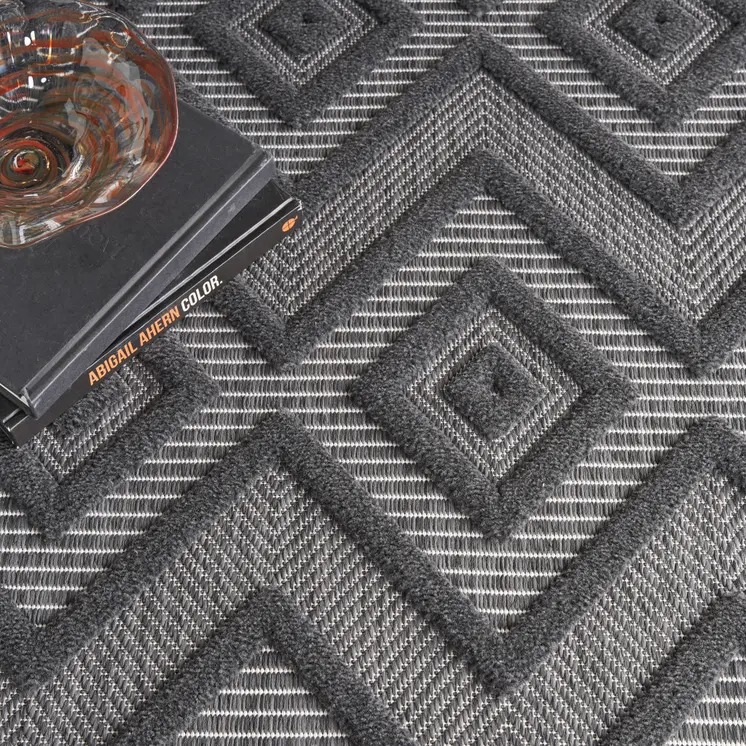 8' X 10' Black Indoor Outdoor Area Rug