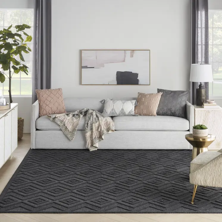 8' X 10' Black Indoor Outdoor Area Rug
