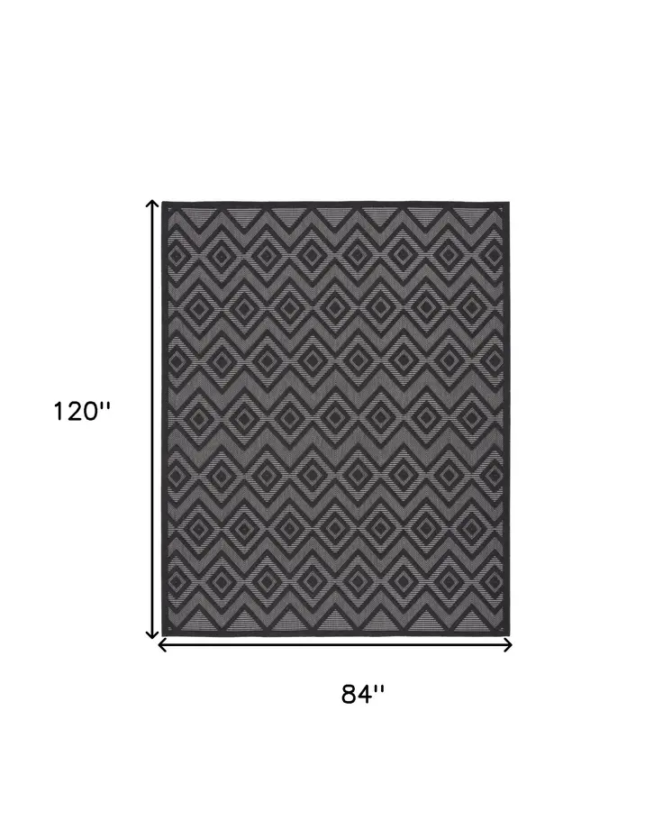 7' X 10' Black Indoor Outdoor Area Rug