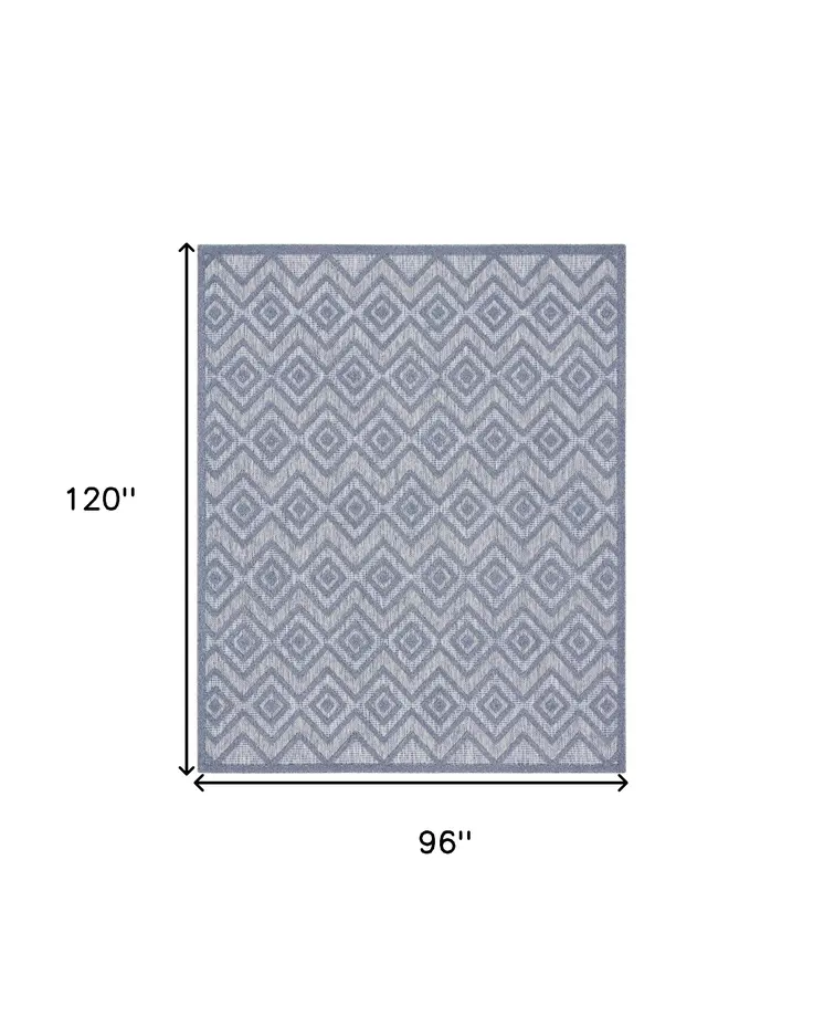 8' X 10' Blue Indoor Outdoor Area Rug