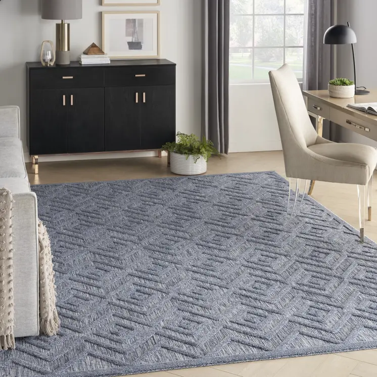 8' X 10' Blue Indoor Outdoor Area Rug