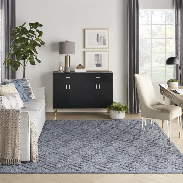 8' X 10' Blue Indoor Outdoor Area Rug