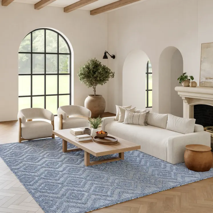 9' X 12' Denim Blue Indoor Outdoor Area Rug