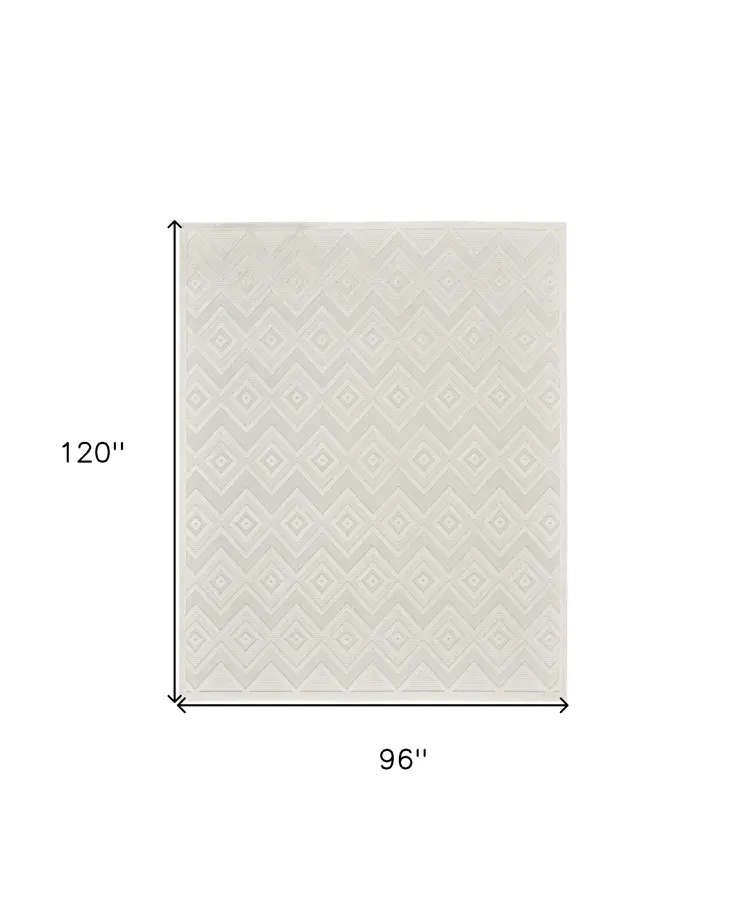 8' X 10' Cream Indoor Outdoor Area Rug