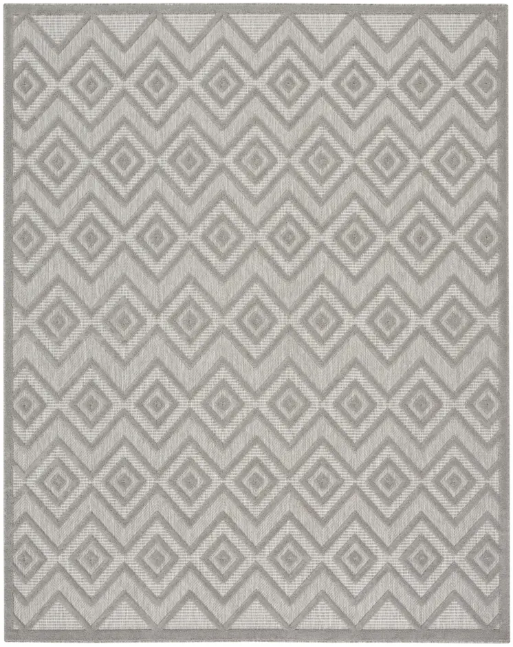 9' X 12' Gray And Silver Indoor Outdoor Area Rug