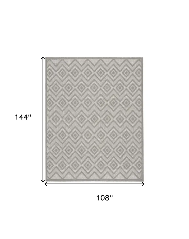 9' X 12' Gray And Silver Indoor Outdoor Area Rug