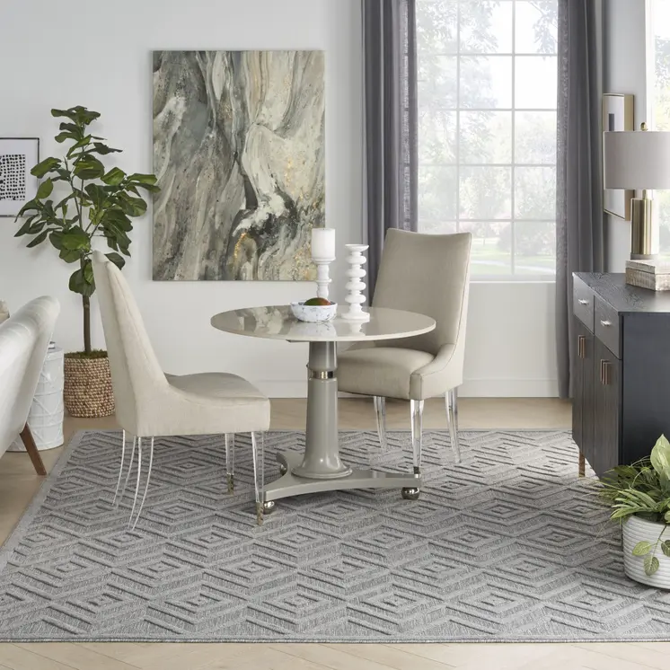 9' X 12' Gray And Silver Indoor Outdoor Area Rug