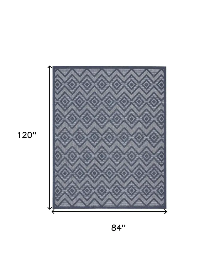 7' X 10' Navy Blue Indoor Outdoor Area Rug