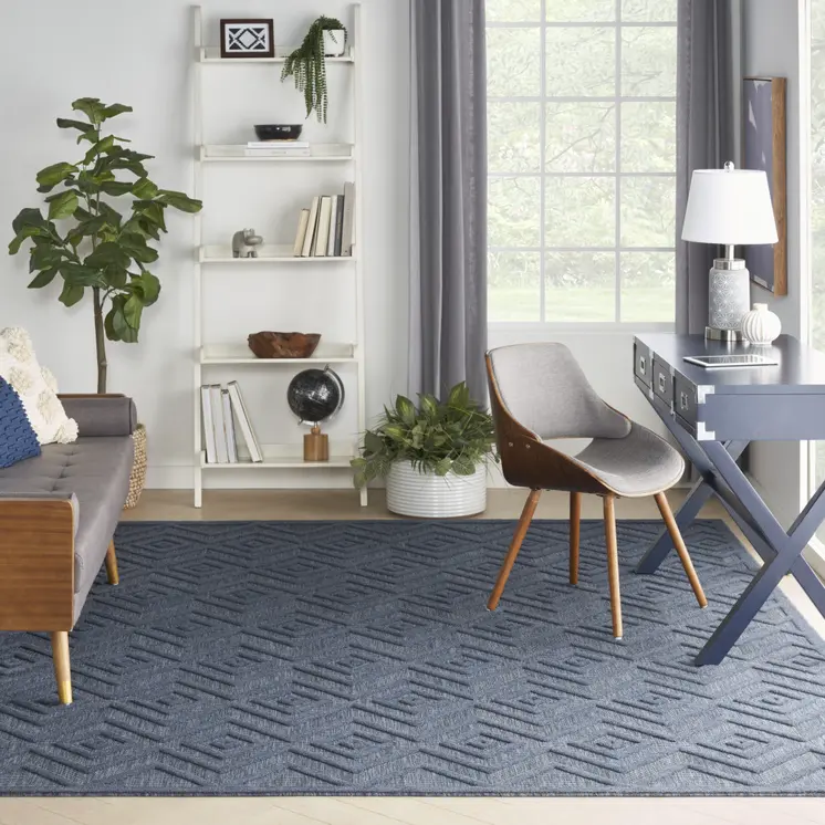 7' X 10' Navy Blue Indoor Outdoor Area Rug