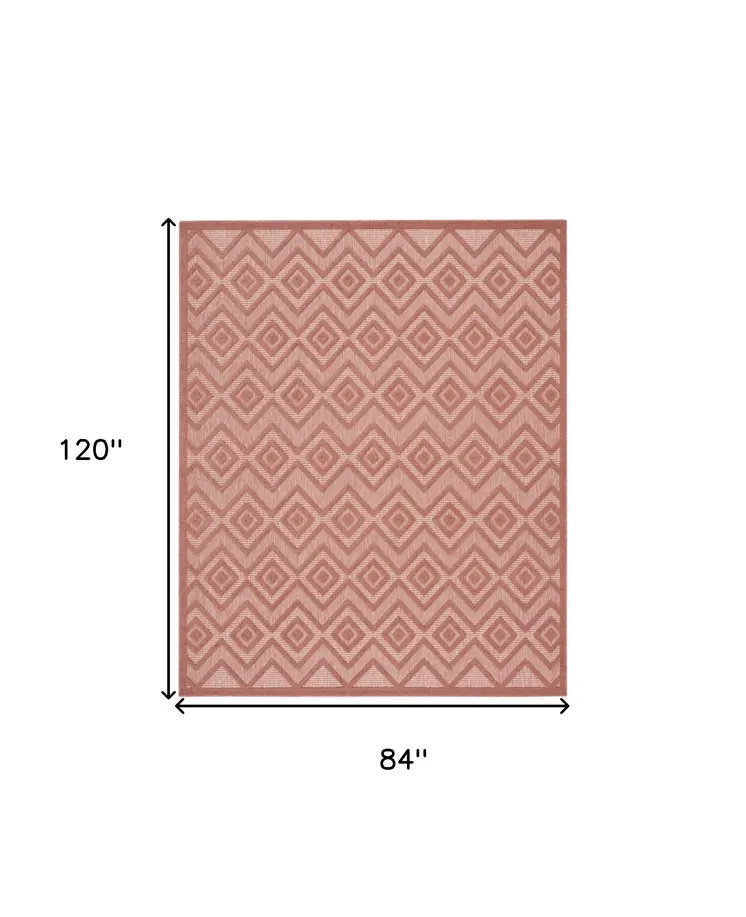 7' X 10' Orange Indoor Outdoor Area Rug