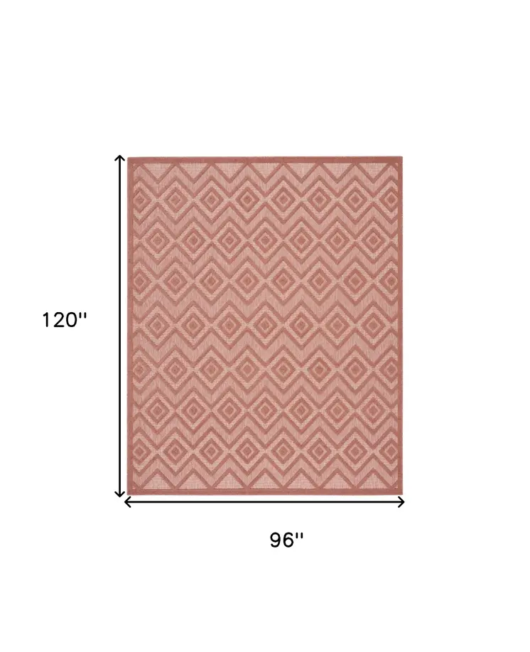 8' X 10' Orange Indoor Outdoor Area Rug