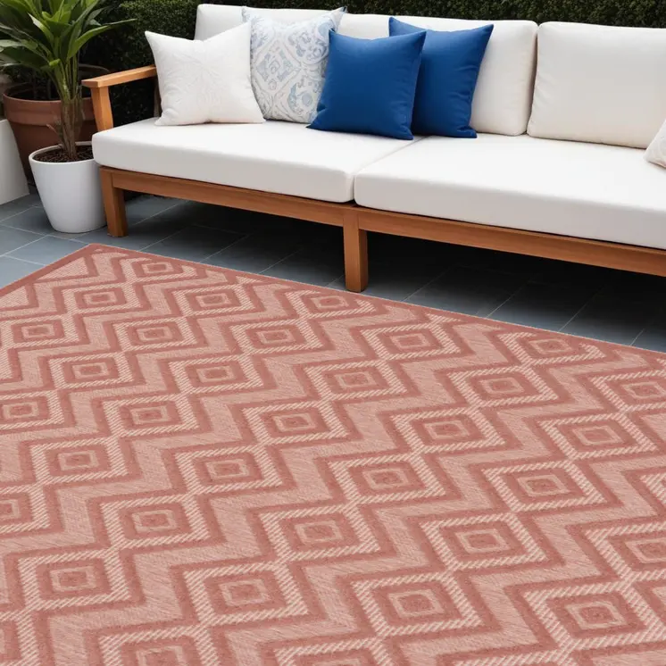 8' X 10' Orange Indoor Outdoor Area Rug