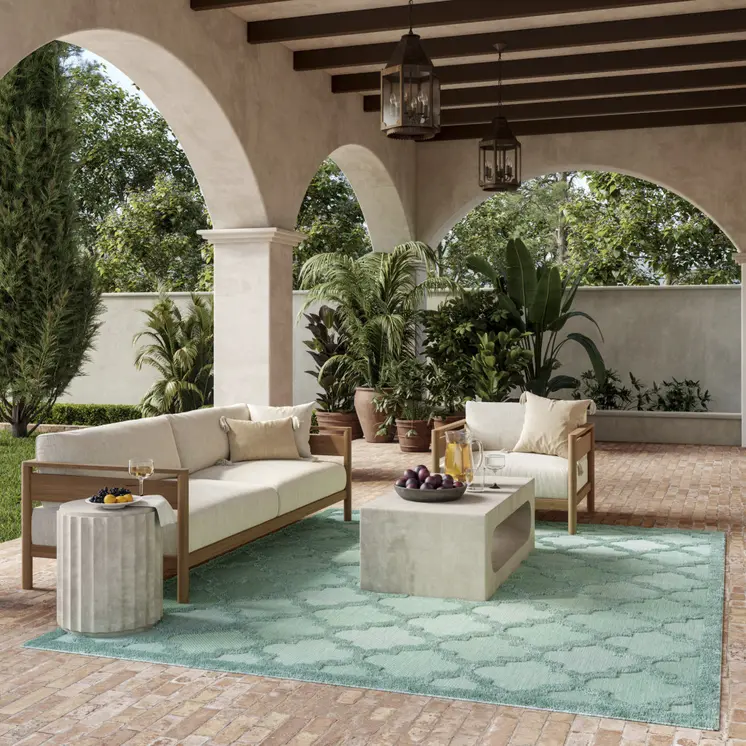 8' X 10' Aqua Indoor Outdoor Area Rug