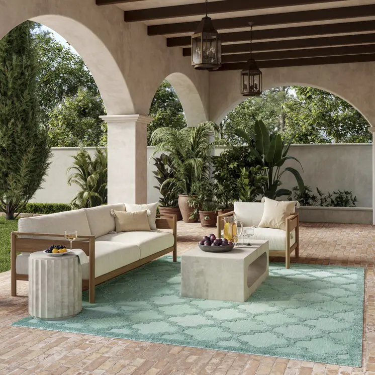 9' X 12' Aqua Indoor Outdoor Area Rug