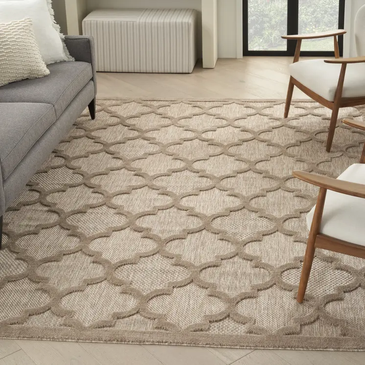 8' X 10' Beige Indoor Outdoor Area Rug