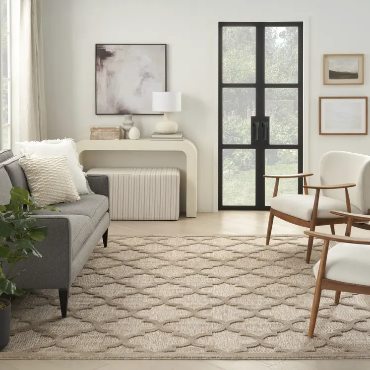 8' X 10' Beige Indoor Outdoor Area Rug