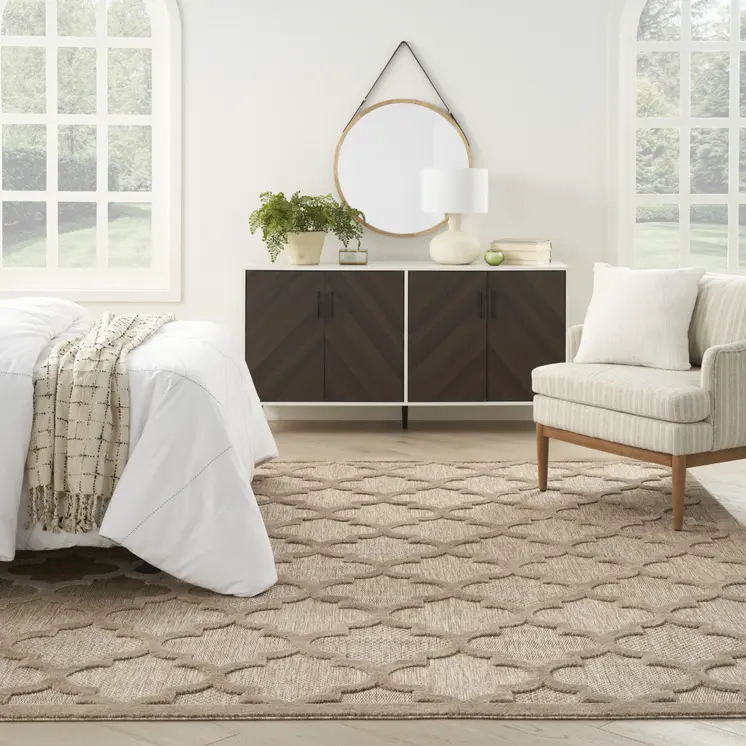 8' X 10' Beige Indoor Outdoor Area Rug