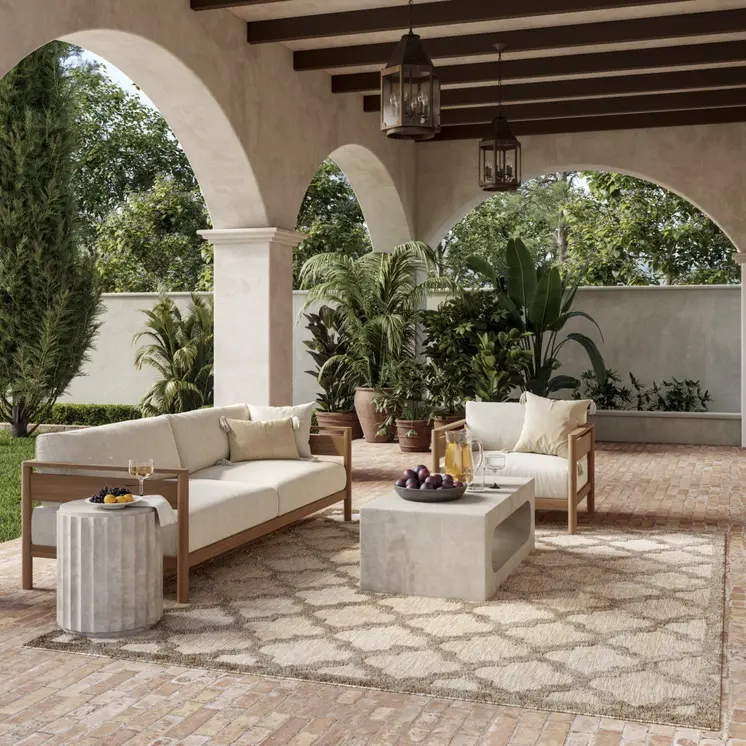 9' X 12' Beige Indoor Outdoor Area Rug