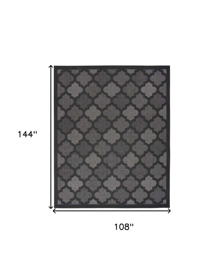 9' X 12' Charcoal And Gray Indoor Outdoor Area Rug