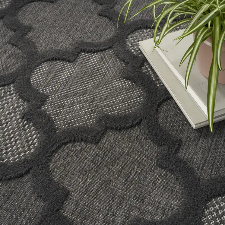 9' X 12' Charcoal And Gray Indoor Outdoor Area Rug