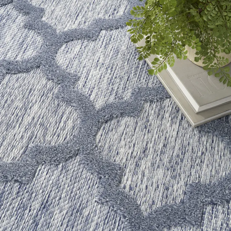 8' X 10' Blue Indoor Outdoor Area Rug