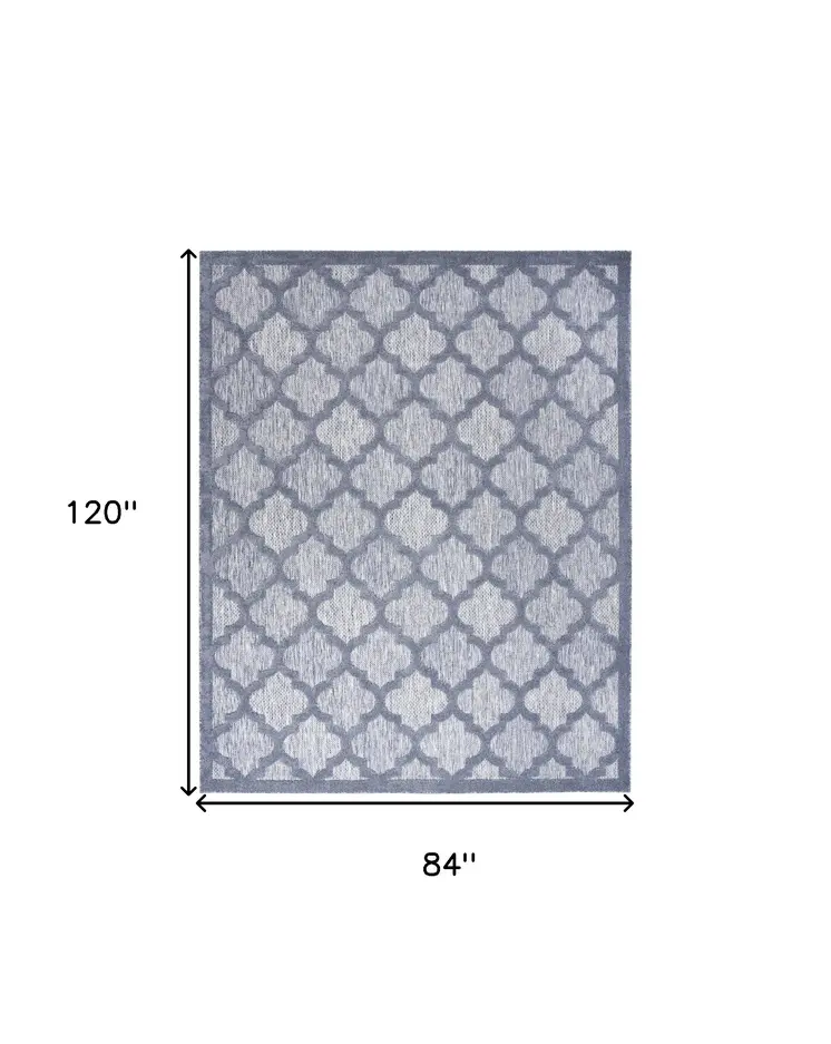 7' X 10' Blue Indoor Outdoor Area Rug