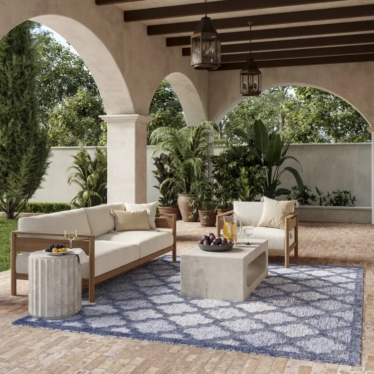 7' X 10' Blue Indoor Outdoor Area Rug