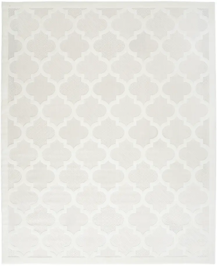 9' X 12' Ivory And White Indoor Outdoor Area Rug