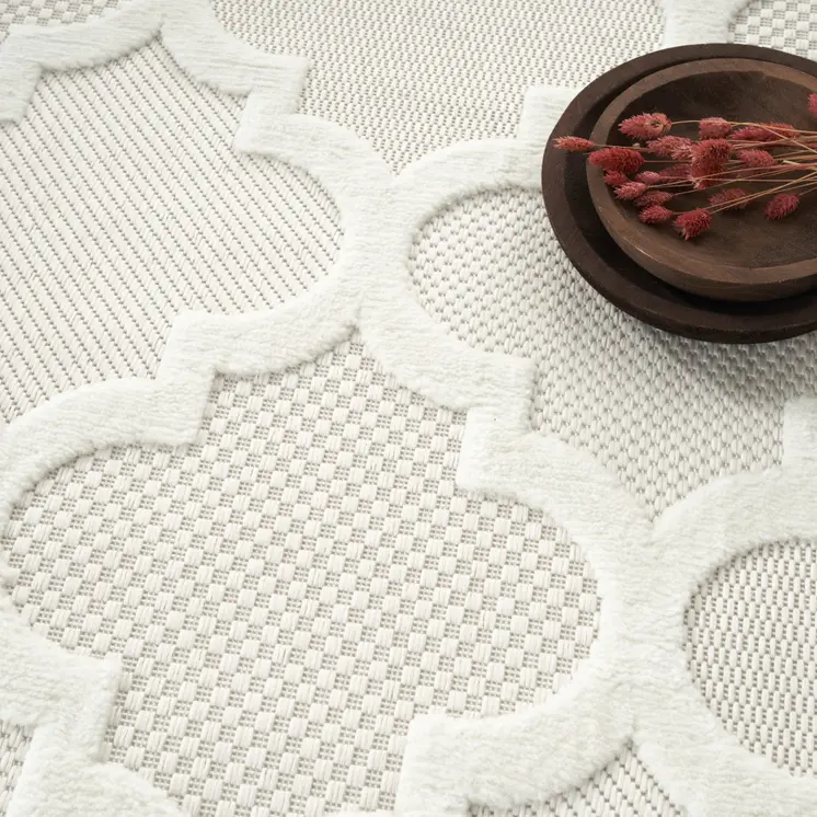 9' X 12' Ivory And White Indoor Outdoor Area Rug