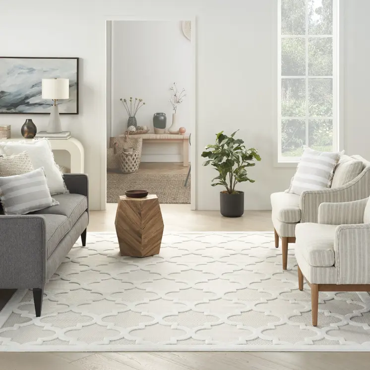 8' X 10' Cream Indoor Outdoor Area Rug