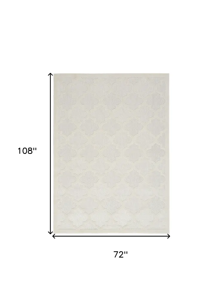 6' X 9' Cream Geometric Flatweave Area Rug