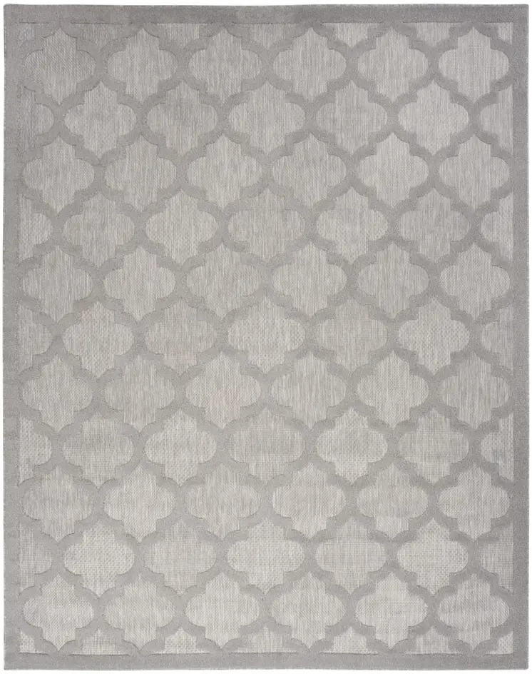 9' X 12' Gray And Silver Indoor Outdoor Area Rug