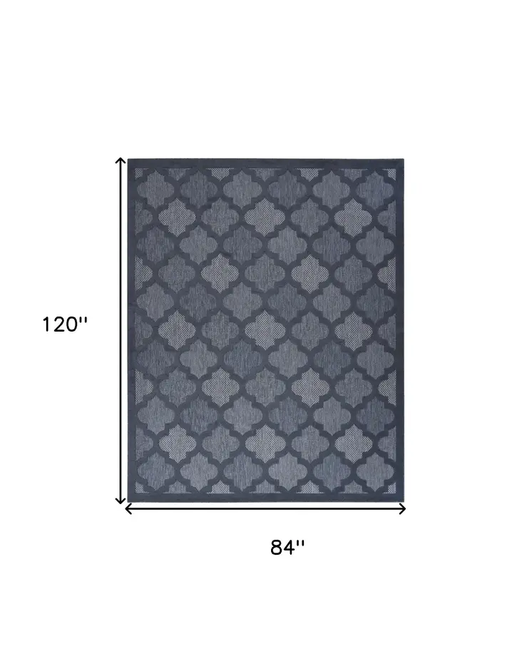 7' X 10' Navy Blue Indoor Outdoor Area Rug