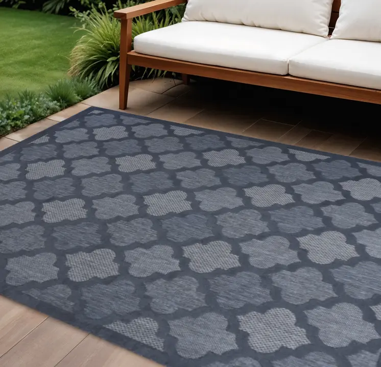 7' X 10' Navy Blue Indoor Outdoor Area Rug