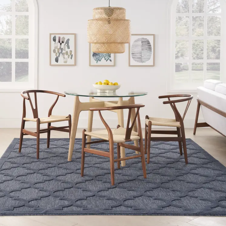 7' X 10' Navy Blue Indoor Outdoor Area Rug