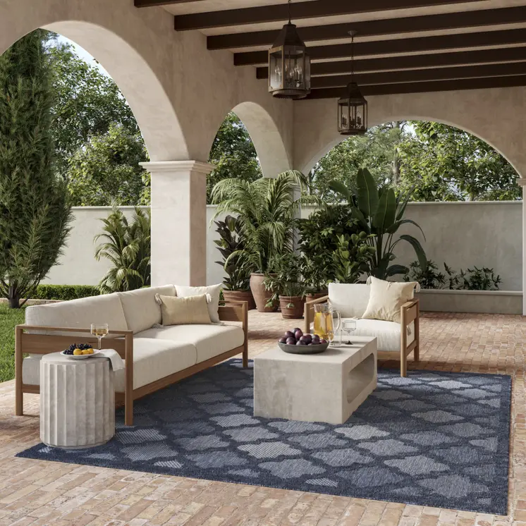 8' X 10' Navy Blue Indoor Outdoor Area Rug