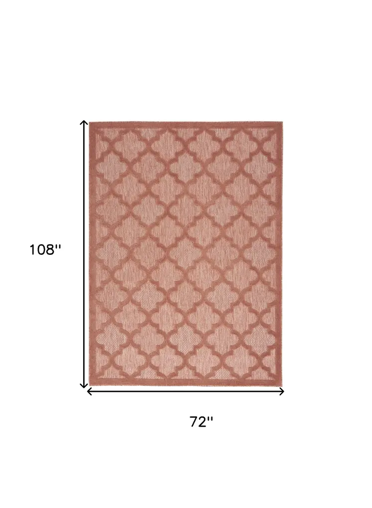 6' X 9' Coral Orange Indoor Outdoor Area Rug