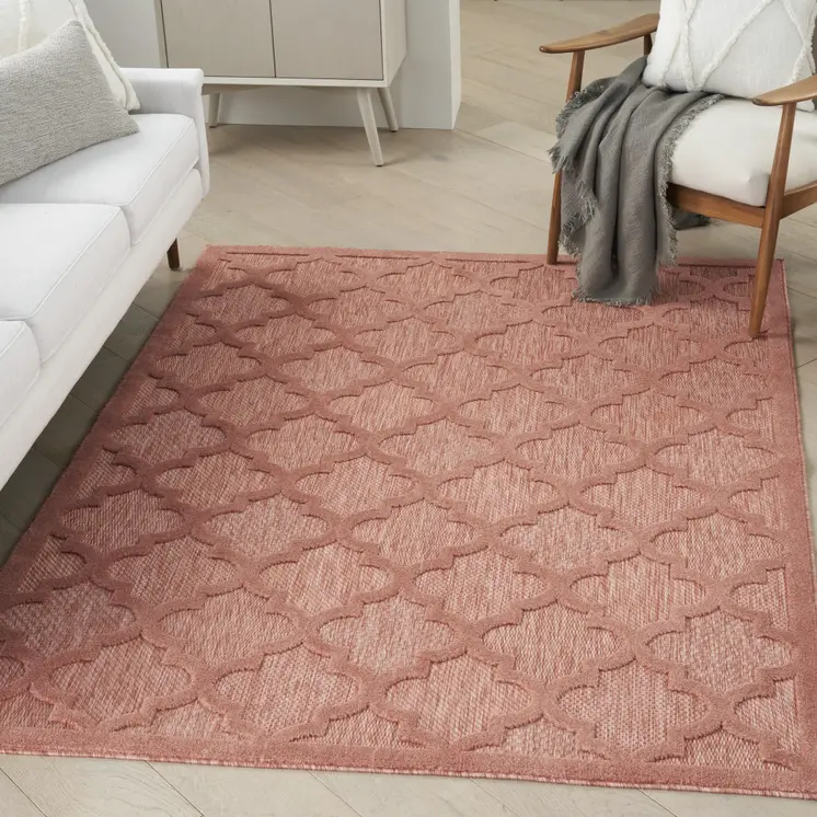 6' X 9' Coral Orange Indoor Outdoor Area Rug
