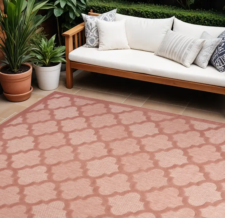 9' X 12' Orange Indoor Outdoor Area Rug