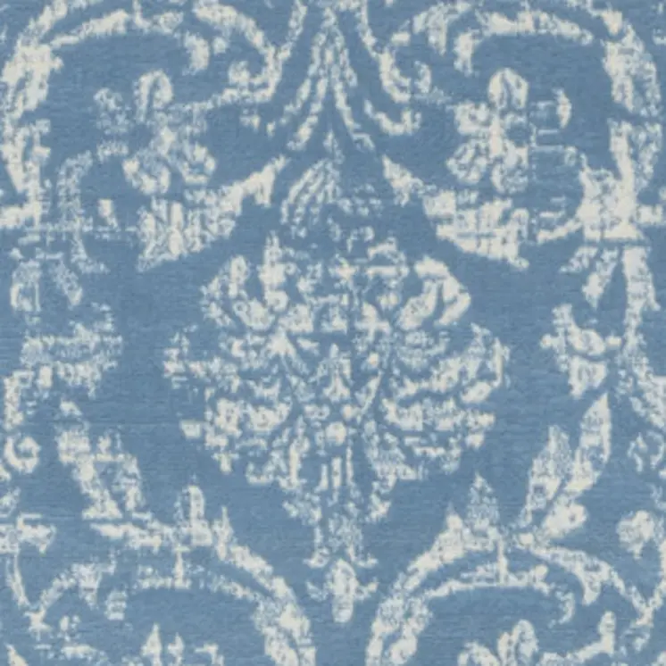 8' X 10' Blue Damask Power Loom Area Rug