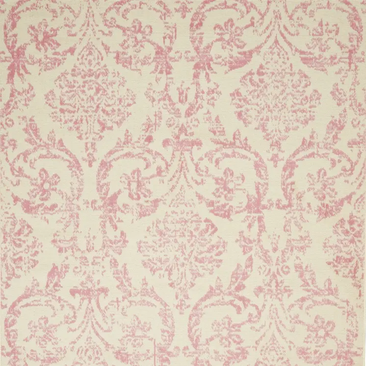 4' X 6' Cream Damask Power Loom Area Rug